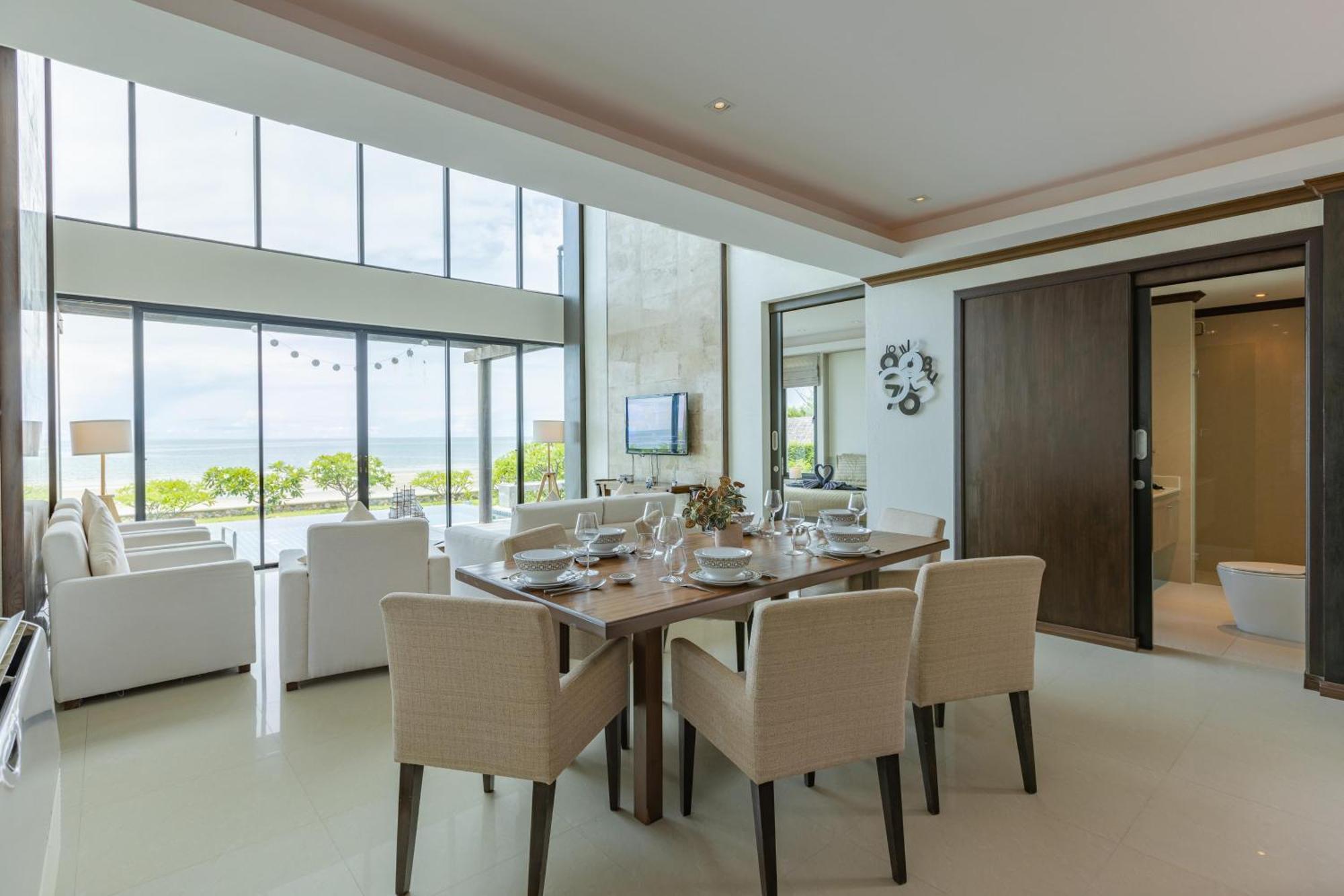 Beachfront Modern 4 Bedroom Pool Villa - Rv 후아 힌 외부 사진